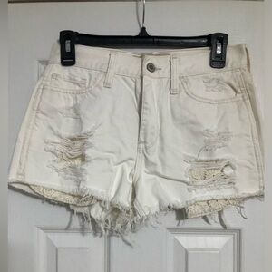 Hollister cream crochet pocket frayed short shorts juniors‎ size 3 26W high rise